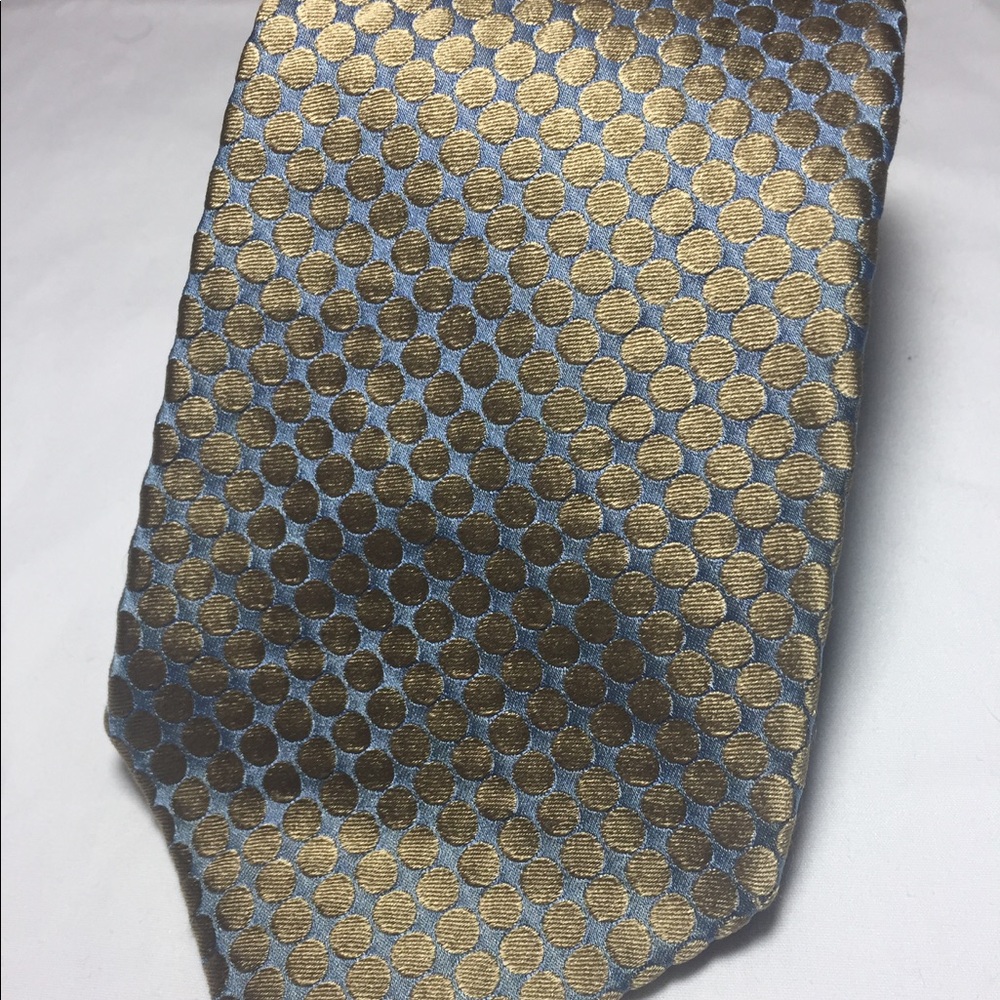 Banana Republic gold and blue polka dot silk tie